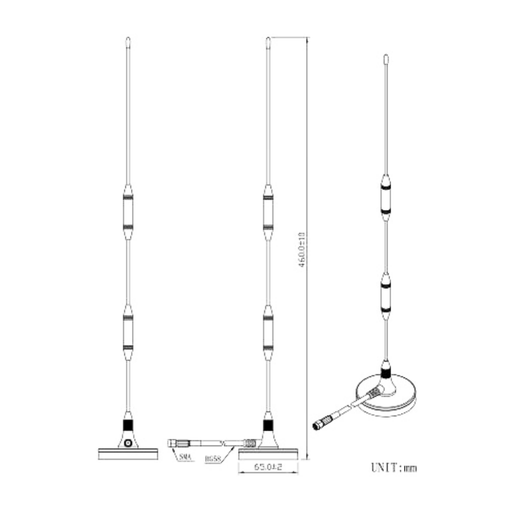 4G/3G/2G Whip Antenna, 9db, 10m Cable,RG58, SMA/Male - LynxPi