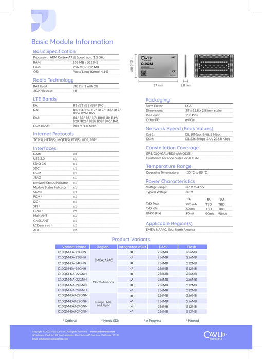 Cavli Wireless C10QM - DDK - 07 C10QM Evaluation Kit with C10QM - EAJ - 24GNN module - LynxPi