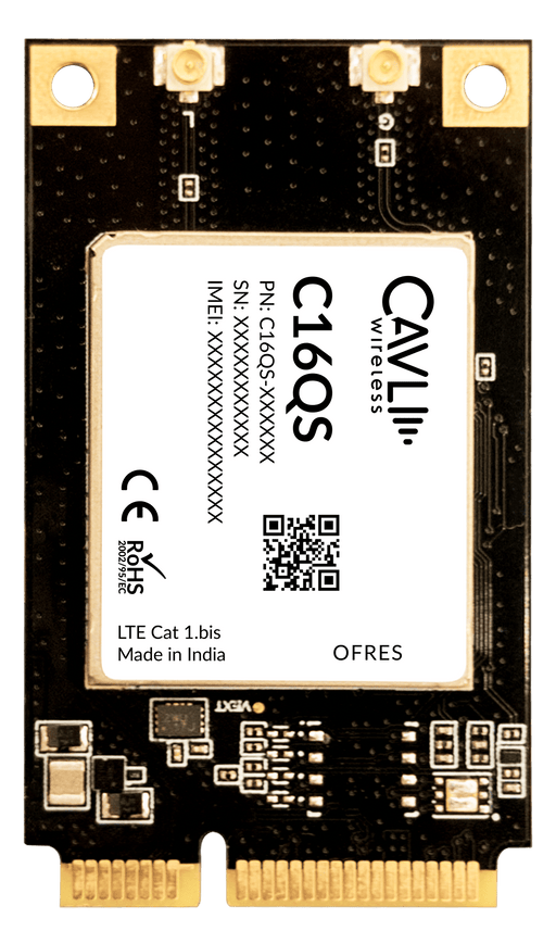 Cavli Wireless C16QS - WW - GNAN mPCIe LTE CAT 1 module with integrated GNSS - mPCIe FF - LynxPi