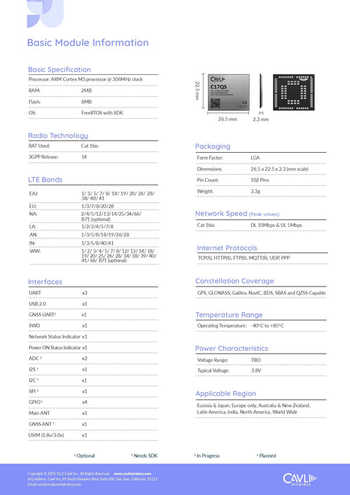 Cavli Wireless C17QS - EVK - 01 C17QS Evaluation Kit with C17QS - WW - GNBN - LynxPi