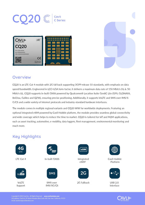 Cavli Wireless C20QM - DDK - 05 C20QM Evaluation Kit with C20QM - EAJ - 24GNN module - LynxPi