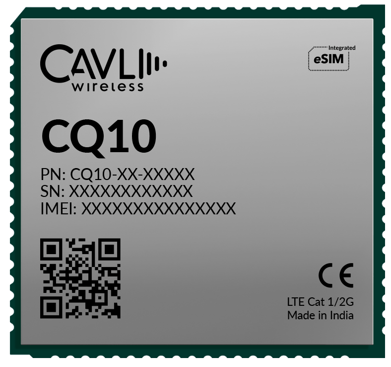 Cavli Wireless CQ10 - WW - 11GNN LTE CAT 1/2G Module (128MB RAM + 128MB NAND) - LynxPi