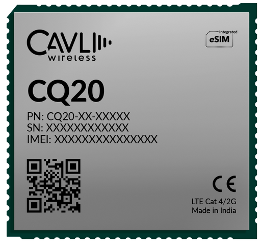 Cavli Wireless CQ20 - WW - 11GNH LTE CAT 4/2G Module with Hubble (128MB RAM + 128MB NAND) - LynxPi