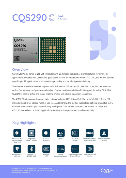 Cavli Wireless CQS290 - EVK - 03 CQS290 EVK with CQS290 - WW - 464GNAN - LynxPi