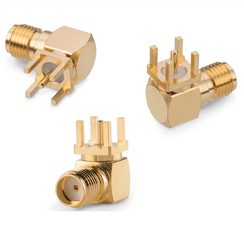 SMA/f 90° PCB Connector, Lenght: 17 mm with Red Hat and Nut - washe - LynxPi